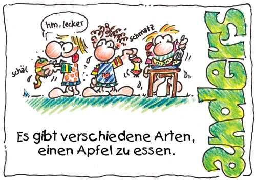 anders – es gibt verschiedene Arten einen Apfel zu essen