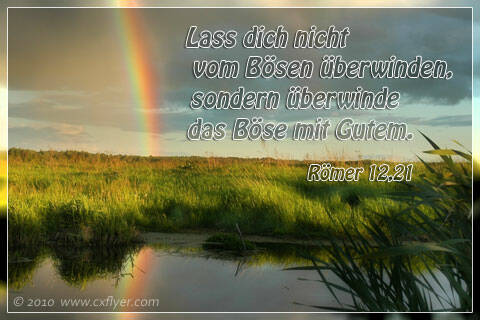 Lass dich nicht vom Bösen überwinden, sondern überwinde das Böse mit Gutem.