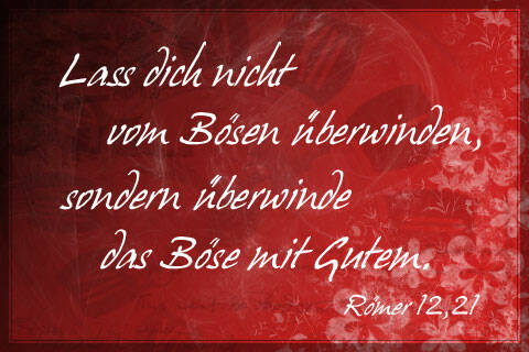 Lass dich nicht vom Bösen überwinden, sondern überwinde das Böse mit Gutem.