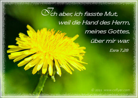 Ich aber, ich fasste Mut, weil die Hand des Herrn, meines Gottes, über mir war.