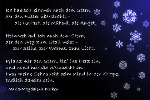 Ich hab so Heimweh nach dem Stern, der den Flitter überstrahlt, die Unrast, die Mühsal, die Angst…