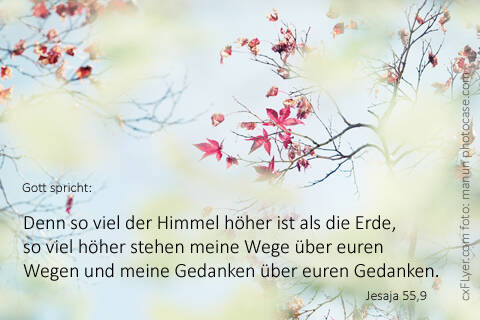 Denn so viel der Himmel höher ist als die Erde,so viel höher stehen meine Wege über euren Wegen und meine Gedanken über euren Gedanken