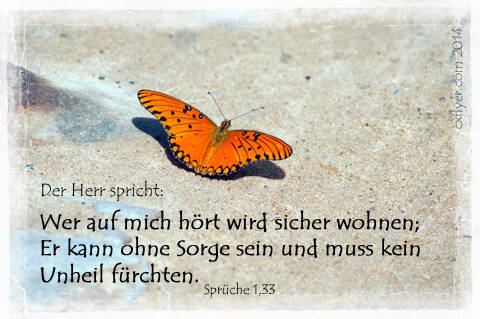 Der Herr spricht. Wer auf mich hört wird sicher wohnen. Er kann ohne Sorge sein und muss kein Unheil fürchten.