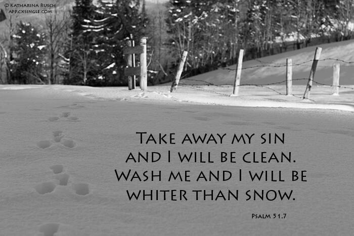Take away my sin and I will be clean. Wash me and I will be whiter than snow.